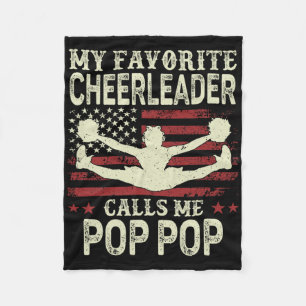 My Favourite Cheerleader Calls Me Pop Pop Us Flag Fleece Blanket