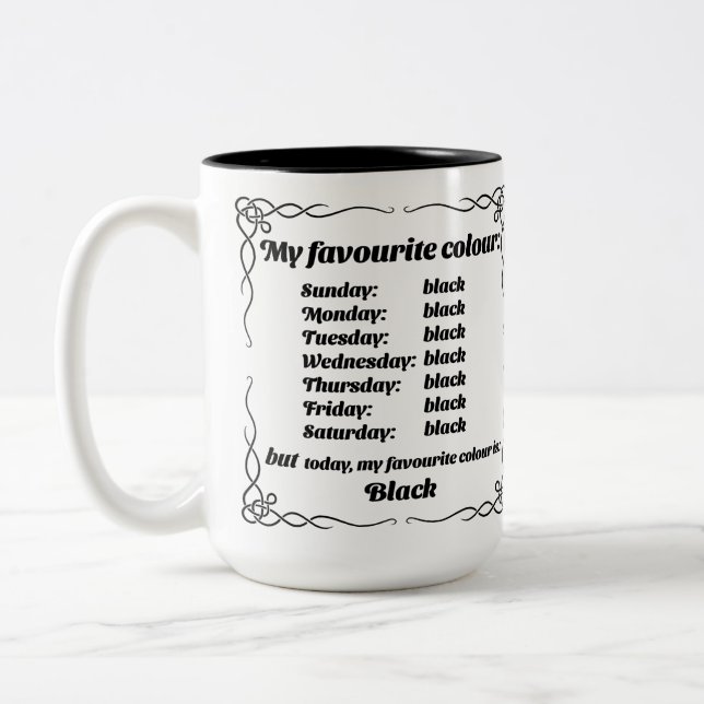 My favourite colour is black Two-Tone coffee mug (Left)