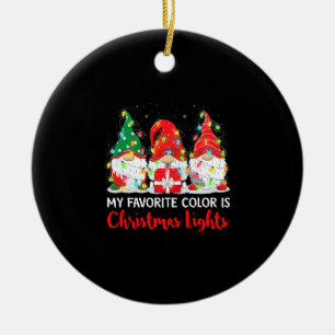 My Favourite Colour Is Christmas Light Gnome Ceramic Ornament
