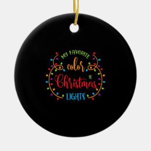 My favourite colour is Christmas lights funny desi Ceramic Ornament