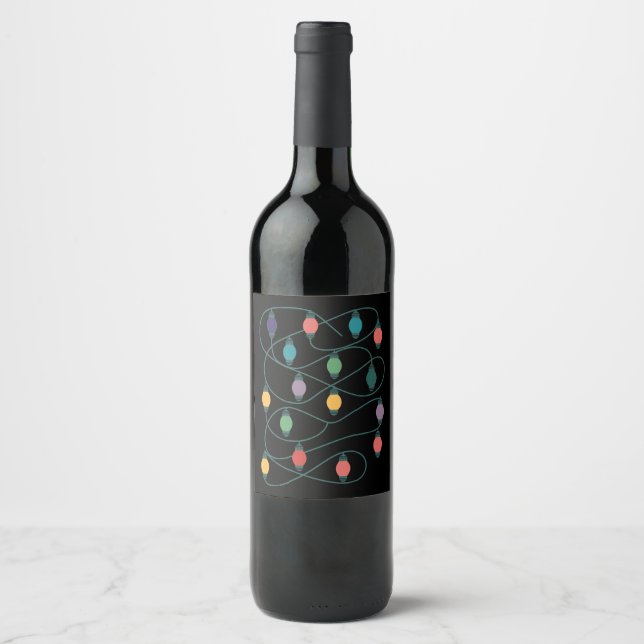 My Favourite Colour Is Christmas Lights Funny Paja Wine Label (Front)