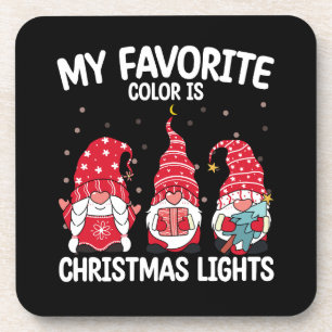 My Favourite Colour Is Christmas Lights Gnome Coaster