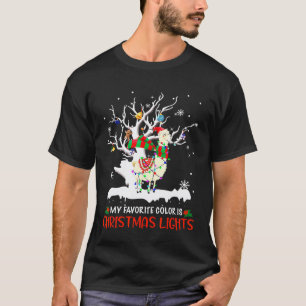 My Favourite Colour Is Christmas Lights Llama Merr T-Shirt