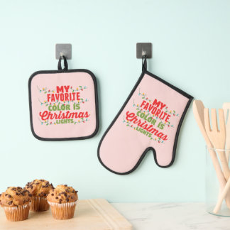 My Favourite Colour Is Christmas Lights Oven Mitt & Pot Holder Set