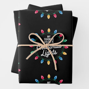 My Favourite Colour Is Christmas Lights Wreath Bul Wrapping Paper Sheet