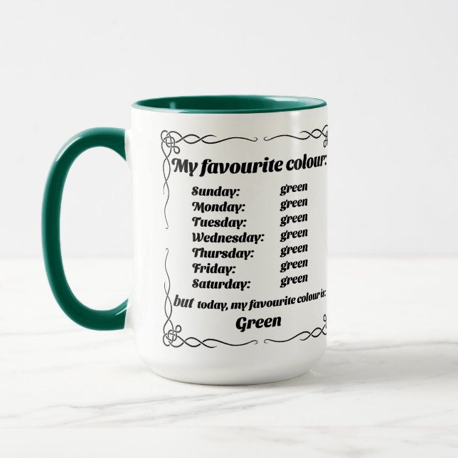 My favourite colour is green mug (Left)