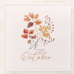 My Favourite Colour Is October –Autumn Leaves & Pi Glass Coaster