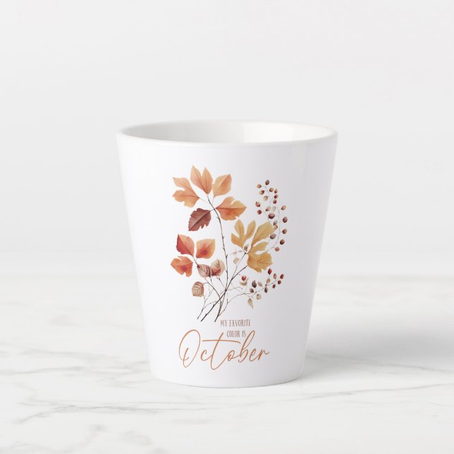 My Favourite Colour Is October –Autumn Leaves & Pi Latte Mug (Front)