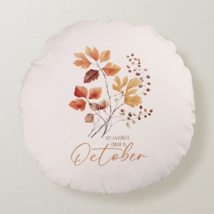 My Favourite Colour Is October –Autumn Leaves & Pi Round Cushion