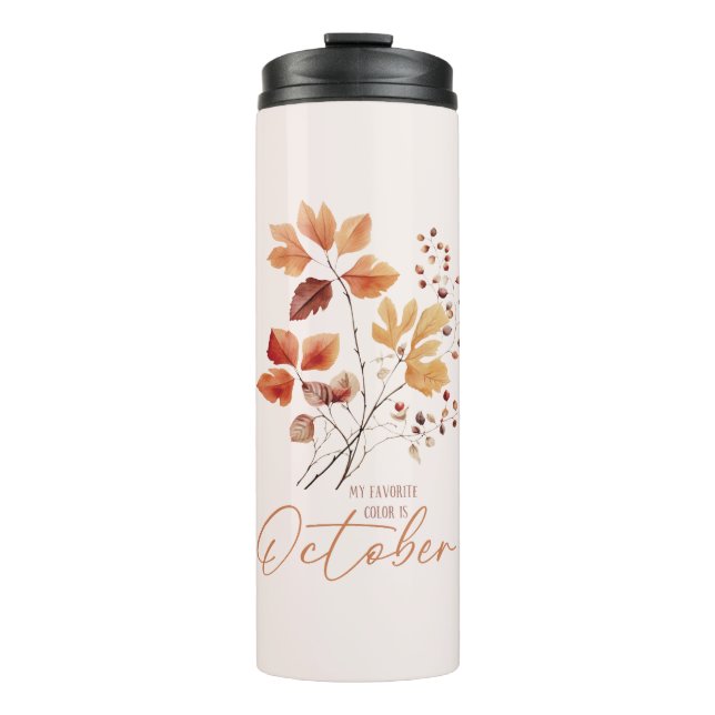 My Favourite Colour Is October –Autumn Leaves & Pi Thermal Tumbler (Front)