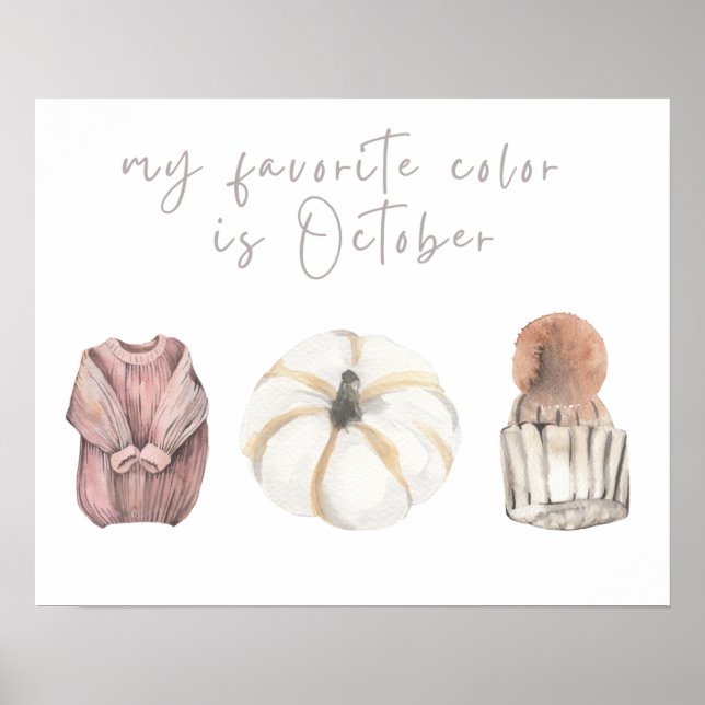 My Favourite Colour is October Fall Autumn Poster (Front)