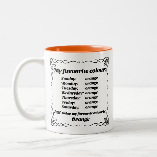My favourite colour is orange Two-Tone coffee mug (Left)