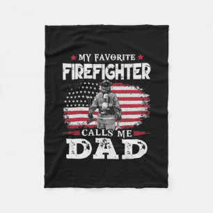 My Favourite Firefighter Calls Me Dad USA Flag Fleece Blanket