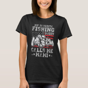 My Favourite Fishing Buddy Call Me Mami US Flag T-Shirt