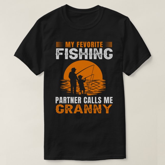 My Favourite Fishing Partner Calls Me GRANNY Vinta T-Shirt (Design Front)
