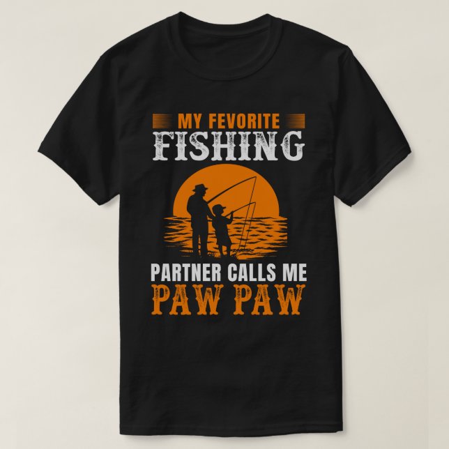 My Favourite Fishing Partner Calls Me PAW PAW Vint T-Shirt (Design Front)