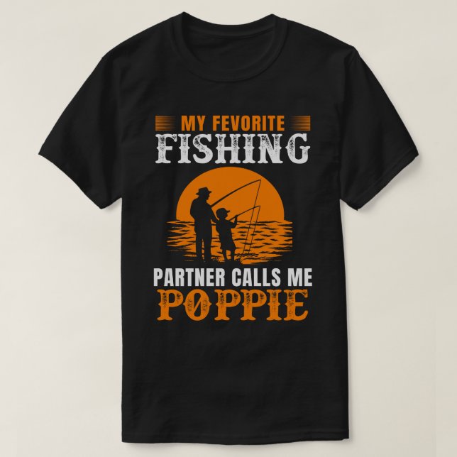 My Favourite Fishing Partner Calls Me POPPIE Vinta T-Shirt (Design Front)