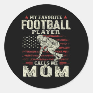 My Favourite Football Player Calls Me Mum Us Flag Classic Round Sticker
