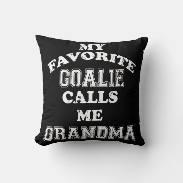 My Favourite Goalie Calls Me Grandma Soccer Hockey Cushion (Front)