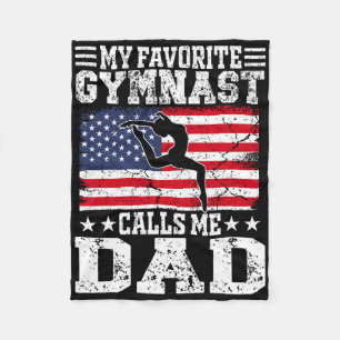 My Favourite Gymnast Calls Me Dad Usa Flag Father' Fleece Blanket