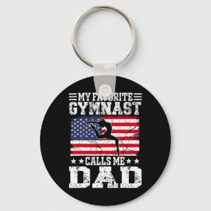 My Favourite Gymnast Calls Me Dad Usa Flag Father' Key Ring