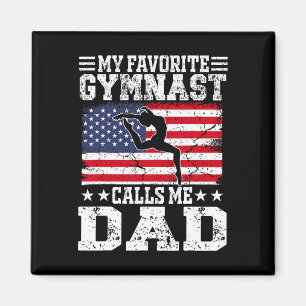 My Favourite Gymnast Calls Me Dad Usa Flag Father' Magnet
