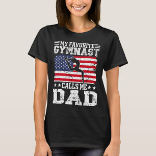 My Favourite Gymnast Calls Me Dad Usa Flag Father' T-Shirt