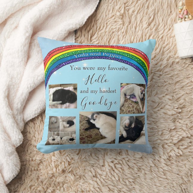 My Favourite Hello  Pet Memorial Photo Throw Pillo Cushion (Blanket)
