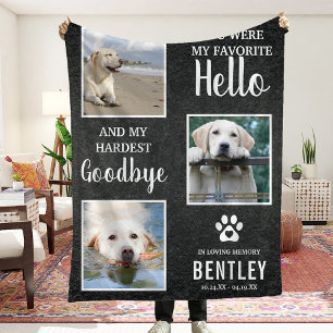 My Favourite Hello Quote & Photo Pet Loss Keepsake Fleece Blanket