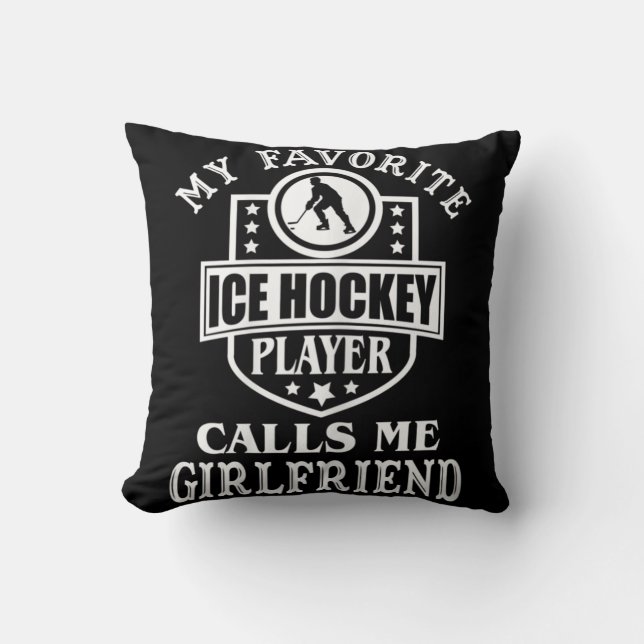 My Favourite Hockey Player Calls Me Girlfriend Ice Cushion (Front)
