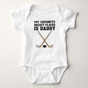 My Favourite Hockey Player is Daddy Brown Sticks Baby Bodysuit