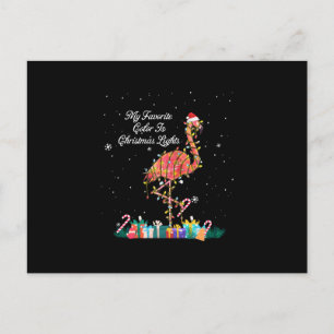 My Favourite Is Christmas Lights Costume Flamingo Announcement Postcard