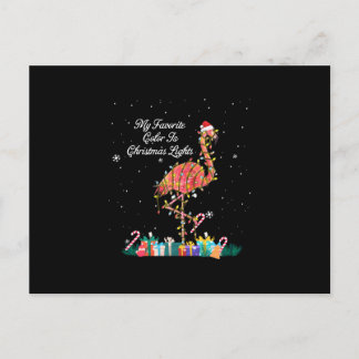 My Favourite Is Christmas Lights Costume Flamingo Announcement Postcard
