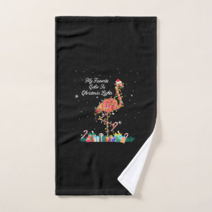 My Favourite Is Christmas Lights Costume Flamingo Hand Towel