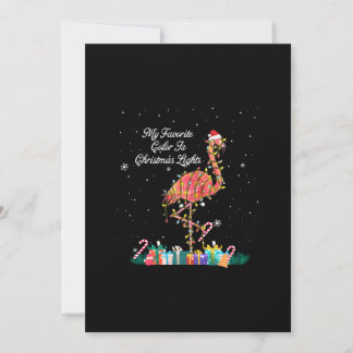 My Favourite Is Christmas Lights Costume Flamingo Holiday Card