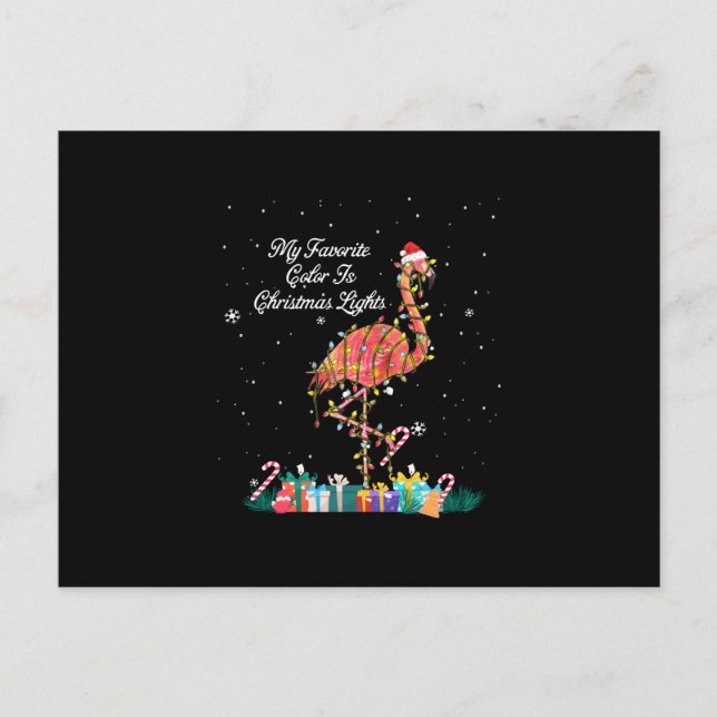 My Favourite Is Christmas Lights Costume Flamingo Postcard (Front)