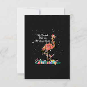 My Favourite Is Christmas Lights Costume Flamingo RSVP Card