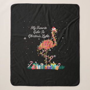 My Favourite Is Christmas Lights Costume Flamingo Sherpa Blanket