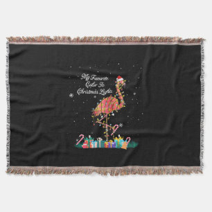 My Favourite Is Christmas Lights Costume Flamingo Throw Blanket