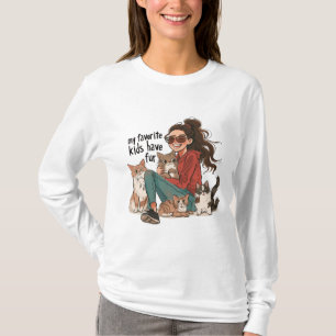 My Favourite Kids Have Fur Funny Kittycat Girl Gif T-Shirt
