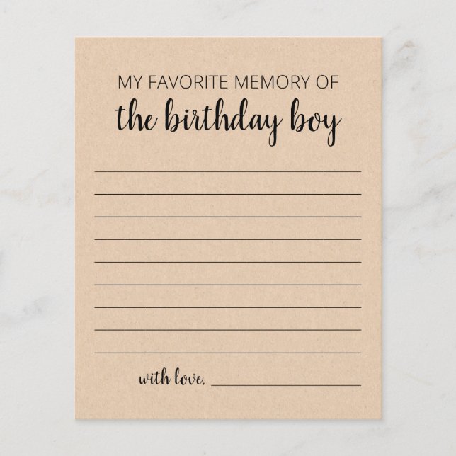 My Favourite Memory Of The Birthday Boy (Front)