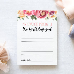 My Favourite Memory Of The Birthday Girl Card