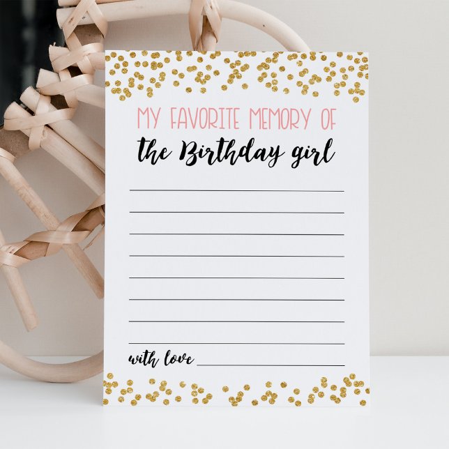 My Favourite memory of the Birthday girl Game Card (Creator Uploaded)