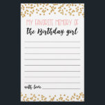 My Favourite memory of the Birthday girl Party gam<br><div class="desc">Purchase this game and enjoy high quality My Favourite memory of the Birthday girl Game for your event! Gold Confetti.</div>