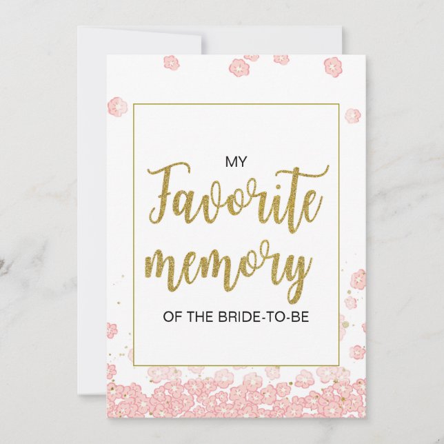 My Favourite Memory of the Bride Sign | Pink Gold (Front)