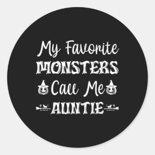 My Favourite Monsters Call Me Auntie Funny Cat Aun Classic Round Sticker