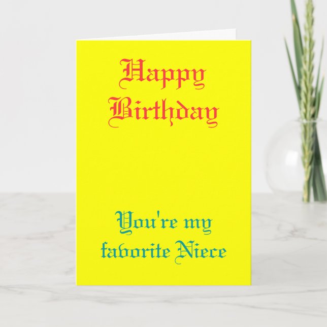 My favourite niece birthday cards (Front)