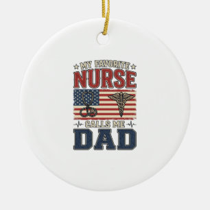 My Favourite Nurse Calls Me Dad Vintage Shirt Desi Ceramic Ornament