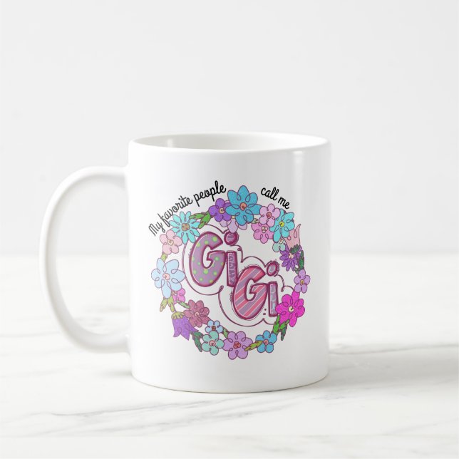 My Favourite People Call Me Gigi Floral Wreath Coffee Mug (Left)