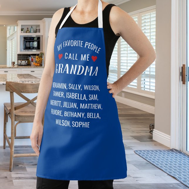 My Favourite People call Me Grandma, Blue Custom Apron (Creator Uploaded)